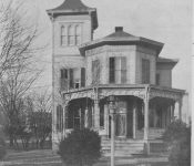 JH Gardiner House located on South Main across from the Methodist Church. A fire destroyed the tower many years ago.