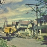 Looking north on North Main. Getting ready to remove a tree stump in front of the Meyers home. 24