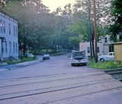 Looking North on Main, Florence Jackson’s on the Right which was located where the current addition to the fire house is and parking lot. Corner of Thousand acre road on the left with the Central house and Dobert's. M-20
