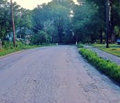 Looking South on Main Street Grenier’s on Right. House was moved back for new road. O'Connor house straight ahead. M-3