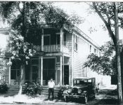 Galen White stands outside the White and Farquhar Funeral Home, currently the Whtie Van Buren Funeral home abt 1927. Courtesy of the Duanesburg Historical Society.