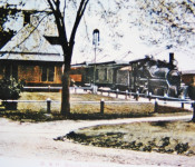 Railroad station looking east.