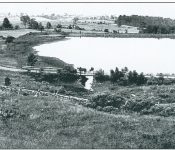 This 1910 photo shows the Delanson Reservoir which was built in 1895 by the D&;H railroad to provide water for the locomotives and homes in the Village. Courtesy of the Duanesburg Historical Society.