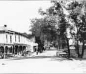 1911- Main Street - looking south. Store on left was Henry Liddle's. The three buildings actually were built over the creek next to the post office. Courtesy of the Duanesburg Historical Society,